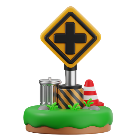 Señal de cruce de caminos  3D Icon