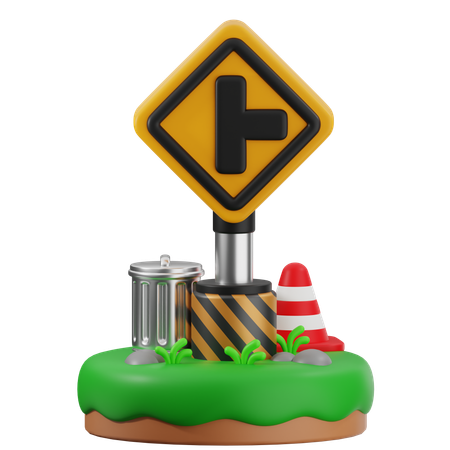 Señal de intersección de caminos a la derecha  3D Icon