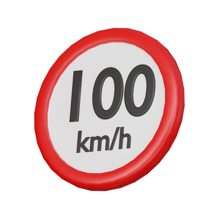 Señal de límite de velocidad de 100 km/h  3D Icon