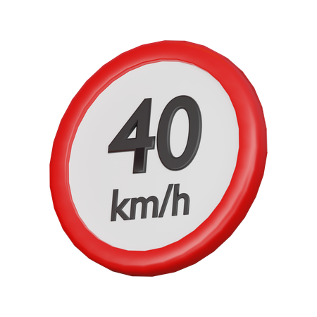 Señal de límite de velocidad de 40 km/h  3D Icon