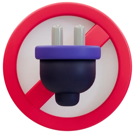 Señal de No se permite enchufe eléctrico  3D Icon