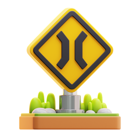 Señal de puente estrecho  3D Icon