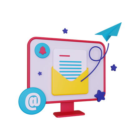 Send Email With Desktop Computer  3D Illustration