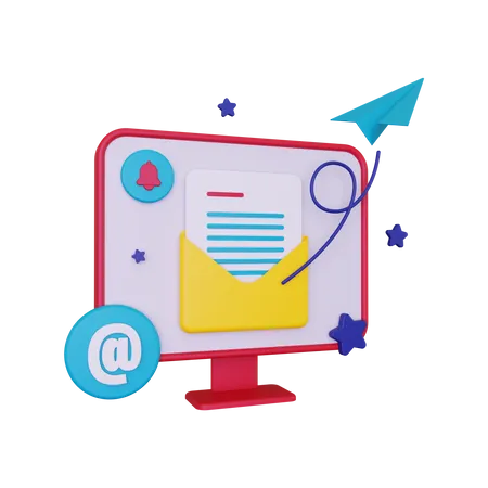 Send Email With Desktop Computer  3D Illustration