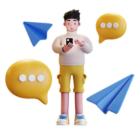Sending Message Via  3D Icon