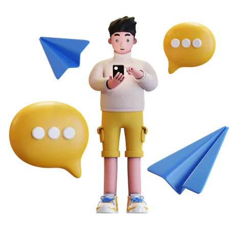 Sending Message Via  3D Illustration