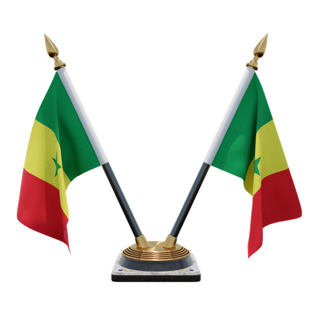 Senegal Double Desk Flag Stand  3D Flag