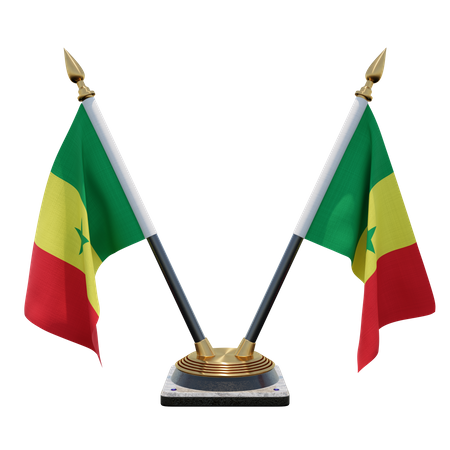 Senegal Double Desk Flag Stand  3D Illustration