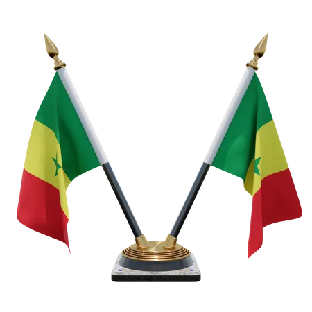 Senegal Double (V) Desk Flag Stand  3D Icon