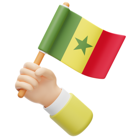 Senegal flag in hand  3D Icon