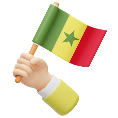 Senegal flag in hand  3D Icon