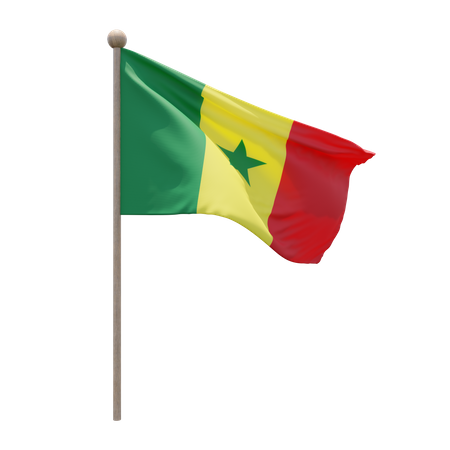 Senegal Flag Pole  3D Illustration