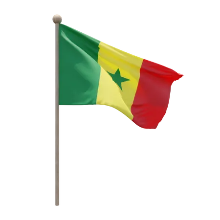 Senegal Flag Pole  3D Flag