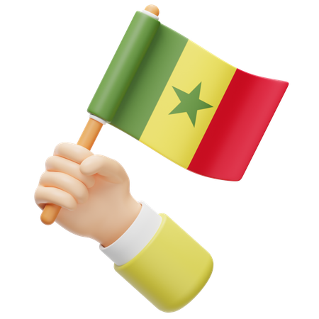 Senegal Flagge in der Hand  3D Icon