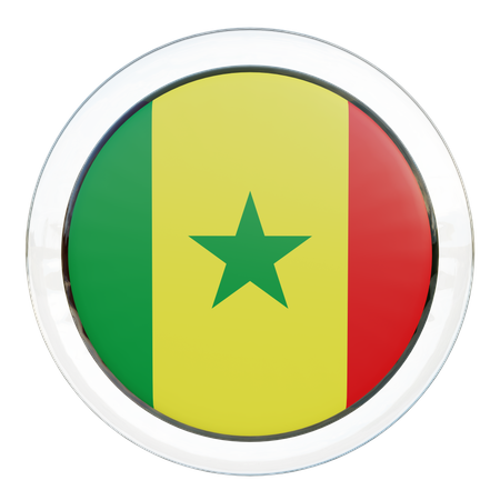 Runde Flagge Senegals  3D Icon