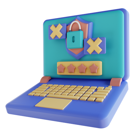 Senha errada do notebook  3D Illustration