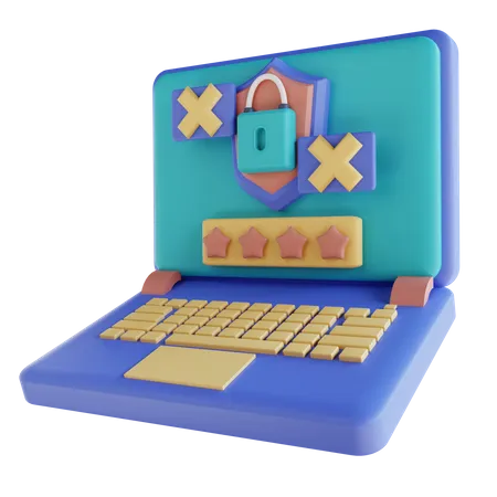 Senha errada do notebook  3D Illustration