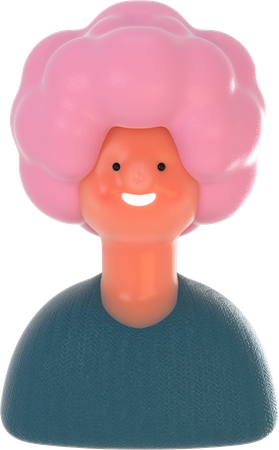 Senhora com cachos de cabelo rosa  3D Illustration