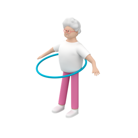 Senior Woman With Hula Hoop  3D Illustration