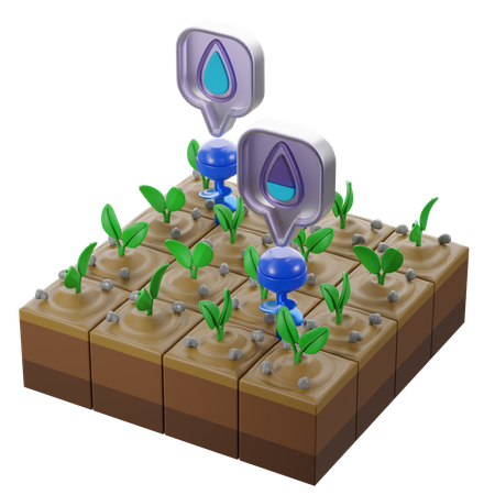 作物の散水通知を送信するセンサー  3D Icon
