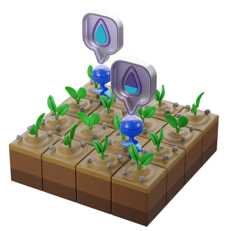 Sensor Sending Crop Watering Notifications  3D Illustration