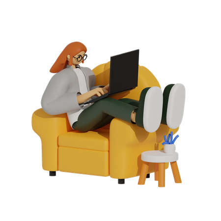 Sitting Pretty, um guia para produtividade baseada em sofá  3D Illustration