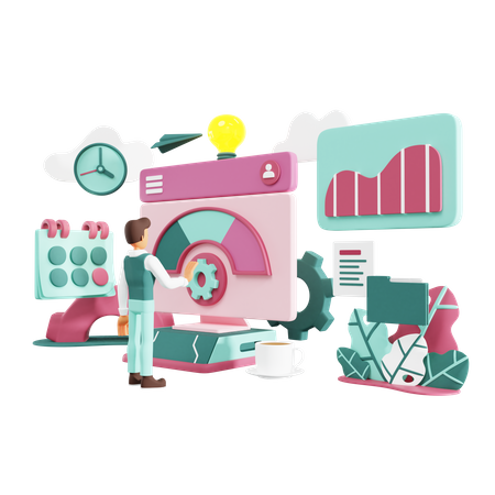 SEO Dashboard Analyse  3D Illustration