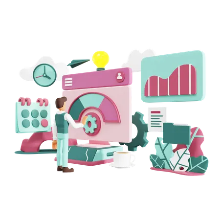 Seo Dashboard Analysis  3D Illustration