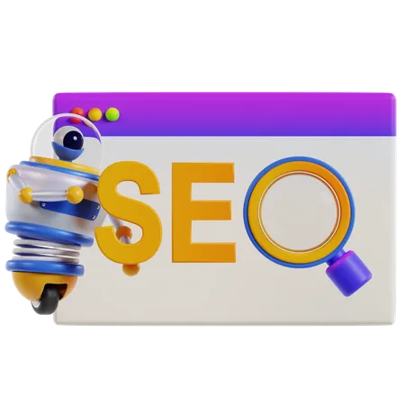 SEO Optimization Insights Robot  3D Icon