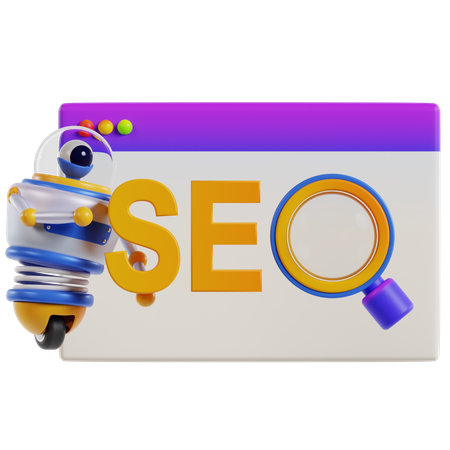 SEO Optimization Insights Robot  3D Icon