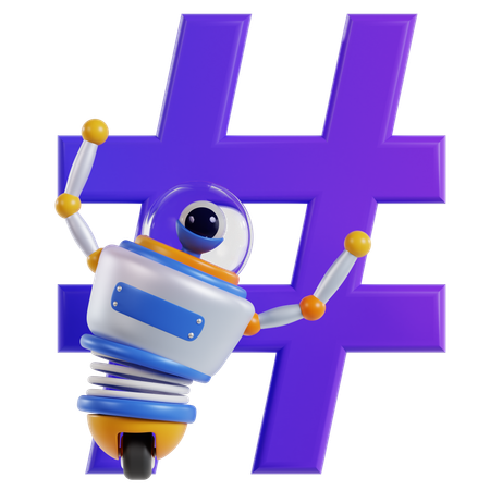 Estrategia de hashtag de robot SEO  3D Icon