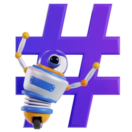 Estrategia de hashtag de robot SEO  3D Icon