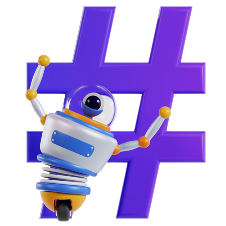 SEO Robot Hashtag Strategy  3D Icon