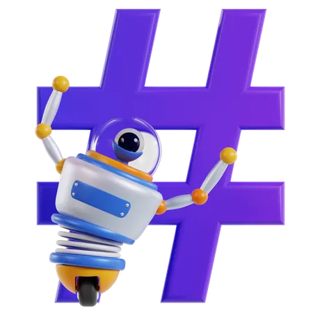 SEO Robot Hashtag Strategy  3D Icon