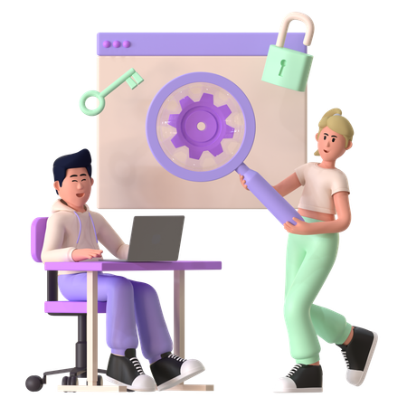 Seo Specialist Working Together  3D Icon