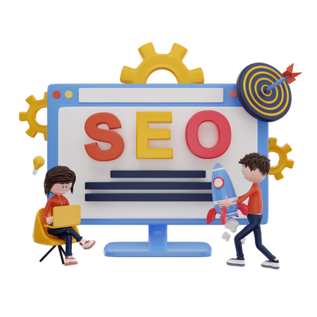 Seo startup and target  3D Illustration