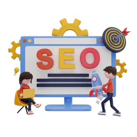 Seo startup and target  3D Illustration