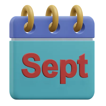September Calendar 3 D Icon Illustration With Transparent Background 3D Icon