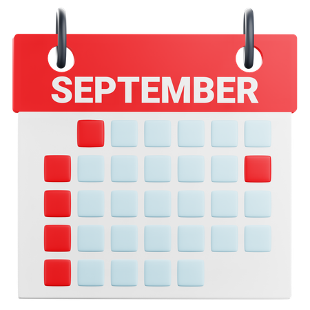 September Calendar  3D Icon