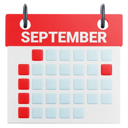 September Calendar  3D Icon