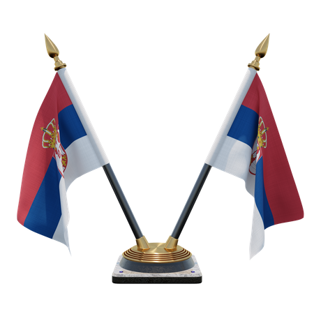 Serbia Double Desk Flag Stand  3D Flag