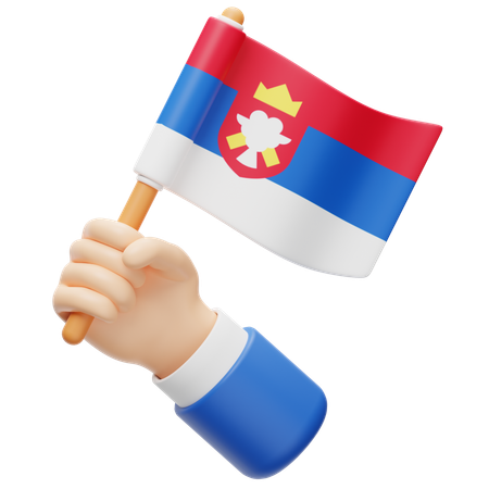 Serbia Flag Hand Flag  3D Icon