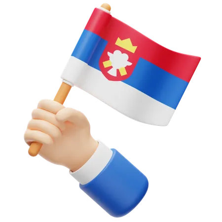 Serbia Flag Hand Flag  3D Icon