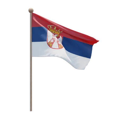 Serbia Flag Pole  3D Illustration