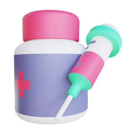 Seringa De Ilustracao 3 D E Frasco De Medicamento Adequado Para Uso Medico 3D Illustration