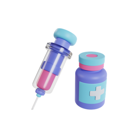 Seringue et vaccin  3D Icon