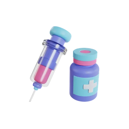 Seringue et vaccin  3D Icon