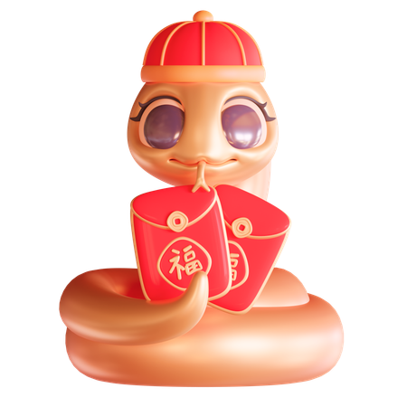 Serpent chinois avec angpao  3D Icon