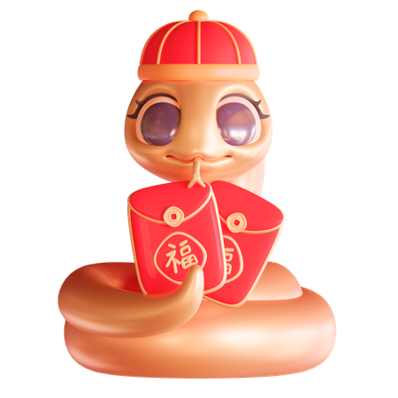 Serpiente china con angpao  3D Icon