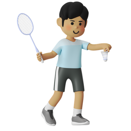 Serve Forehand Badminton Boy  3D Icon
